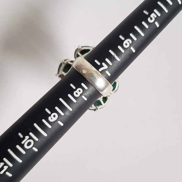 HUGE 925 Natural EMERALD Ring Corundum Native Artist 12mm stones Sterling Silver - Picture 13 of 14